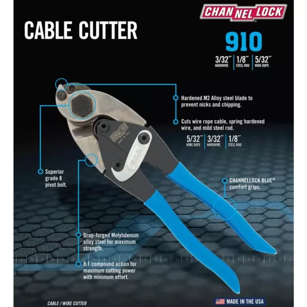 Channellock 9 in. Compound Joint Cable/Wire Cutting Plier