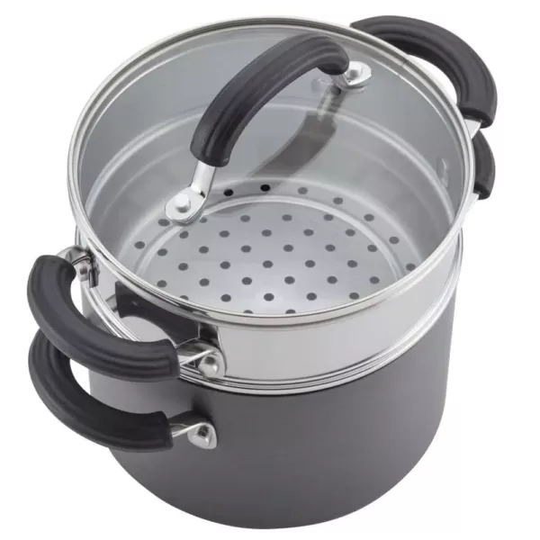 Circulon Promotional 3 qt. Hard-Anodized Aluminum Nonstick Sauce Pot in Black with Glass Lid