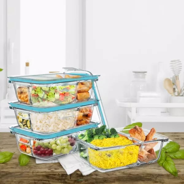 Classic Cuisine 8-Piece Glass Food Storage Containers with Snap Shut Lids