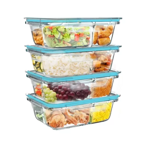 Classic Cuisine 8-Piece Glass Food Storage Containers with Snap Shut Lids