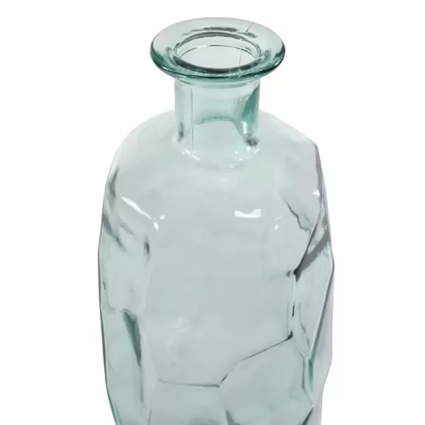 LITTON LANE Extra Large Decorative Soda Lime Glass Flower Vase with Angular, Geometric Body