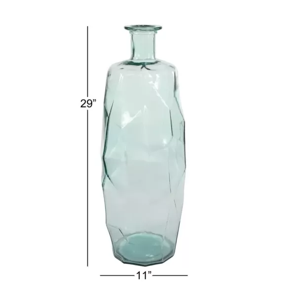 LITTON LANE Extra Large Decorative Soda Lime Glass Flower Vase with Angular, Geometric Body