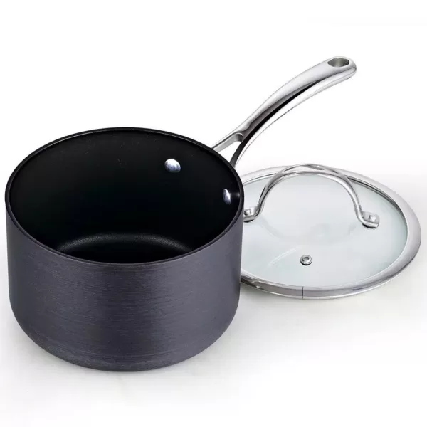 Cooks Standard 3 qt. Hard-Anodized Aluminum Nonstick Sauce Pan in Black with Glass Lid