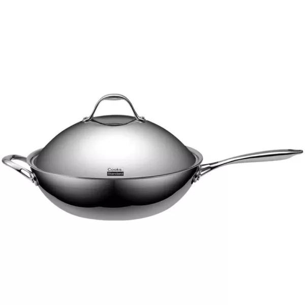 Cooks Standard 13 in. Multi-Ply Clad Stainless Steel Wok Stir Fry Pan with Dome Lid