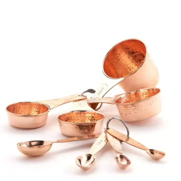 Old Dutch Solid Copper Measuring Cups and Measuring Spoons (Set of 8)