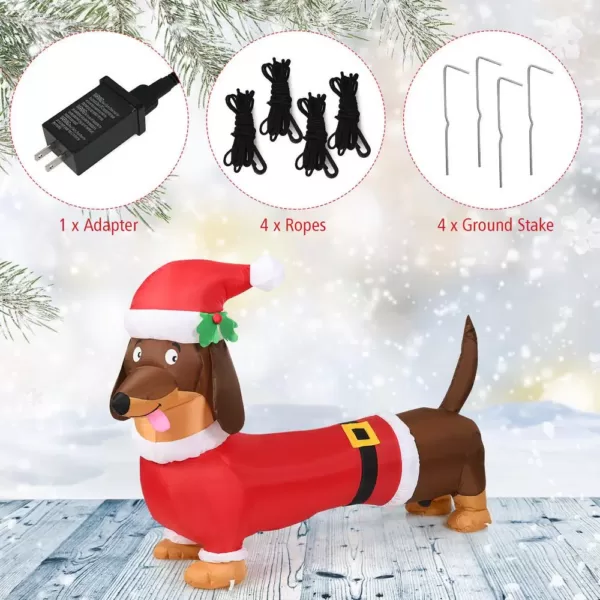 Costway 5  ft. Pre-Lit LED Lights Christmas Dog Christmas Inflatable with Waterproof Fan