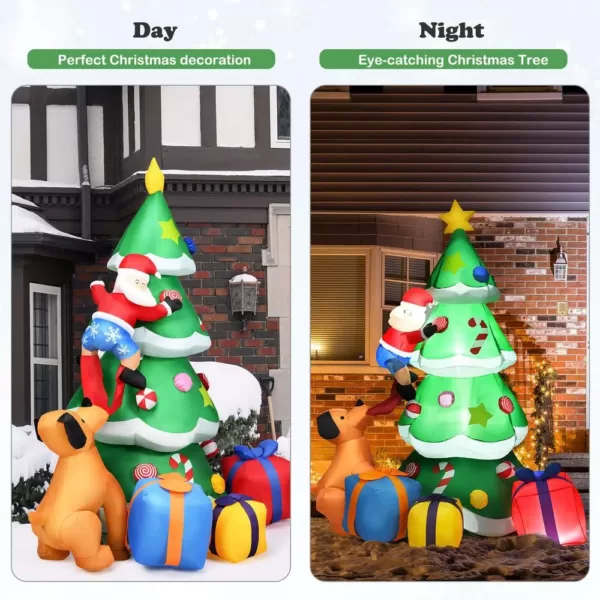 Costway 7 ft. Inflatable Santa Decor Christmas Tree with LED Lights
