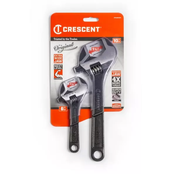 Crescent 6 in. and 10 in. Wide and Normal Jaw Adjustable Wrench Set (4-Piece)