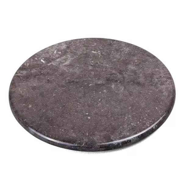 Creative Home Natural Charcoal Marble 12 in. Dia Round Trivet Cheese Serving Board for Kitchen Dining Table