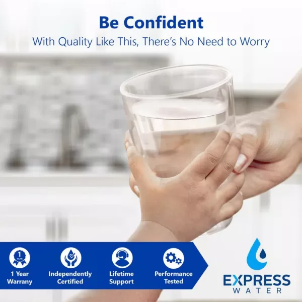Express Water Express Water Reverse Osmosis 5 Stage Water Filtration System – with Faucet, Tank, and 4 Replacement Filters – 50 GPD