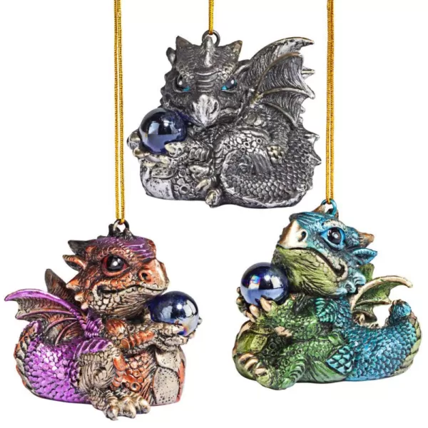 Design Toscano 2 in. Three Dragon Virtues Gothic Holiday Ornament (3-Piece)