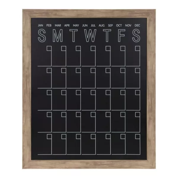 DesignOvation Beatrice Rustic Brown Chalkboard Monthly Calendar Memo Board