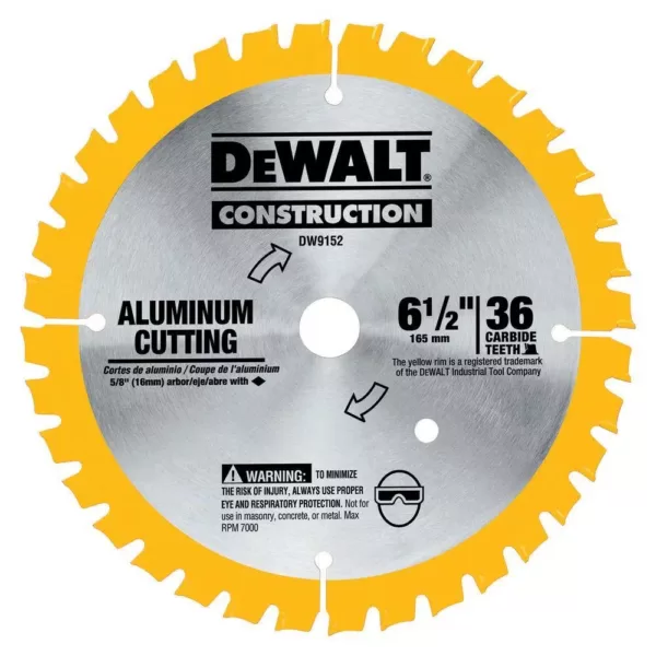 DEWALT 6-1/2 in. 36-Tooth Aluminum Cutting Blade