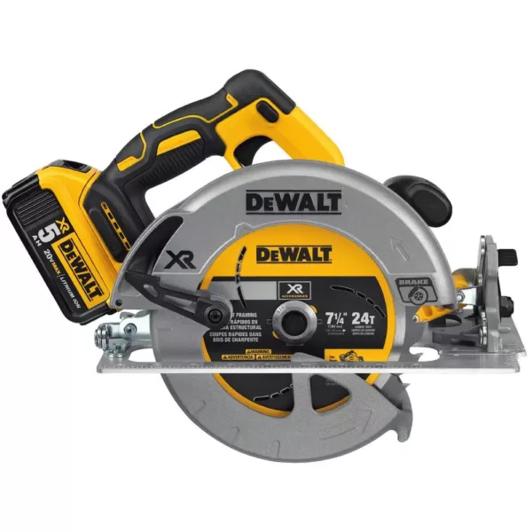 DEWALT 20-Volt MAX XR Cordless Brushless 7-1/4 in. Circular Saw with (2) 20-Volt Batteries 5.0Ah & Charger