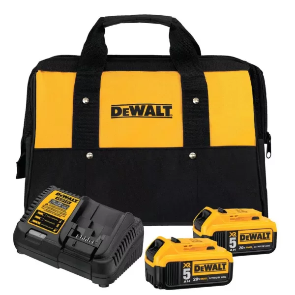 DEWALT 20-Volt MAX Cordless Compact Jobsite Blower 135 MPH 100 CFM with (2) 20-Volt 5.0Ah Batteries & Charger