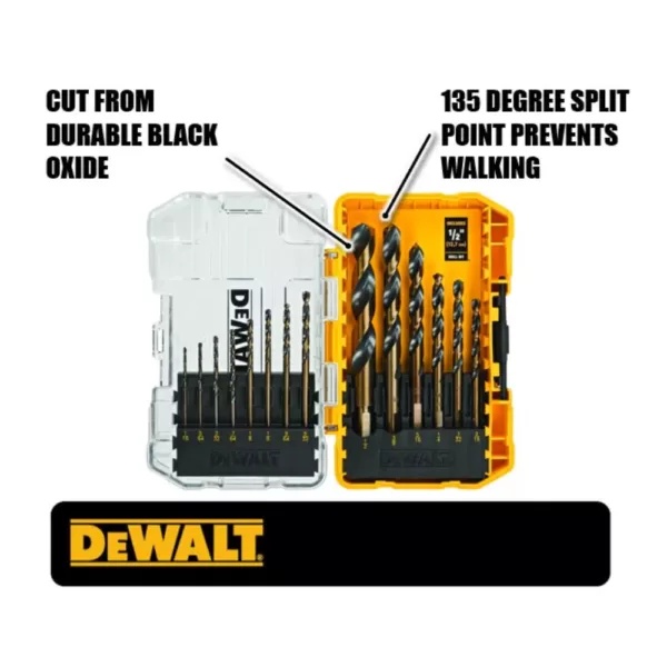 DEWALT 4-1/2 in. x .045 in. x 7/8 in. Metal & Stainless Cutting Wheel (10-Pack) with Black & Gold Drill Bit Set (14-Piece)