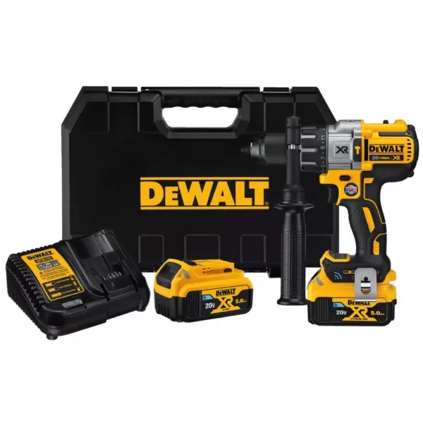DEWALT 20-Volt MAX XR with Tool Connect Cordless Brushless 1/2 in. Hammer Drill/Driver (2) 20-Volt 5.0Ah Batteries & Charger