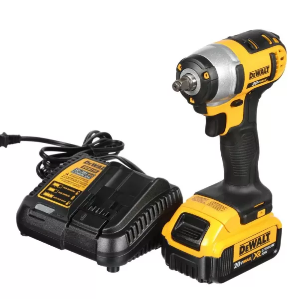 DEWALT 20-Volt MAX Cordless 3/8 in. Impact Wrench Kit with Hog Ring, (2) 20-Volt 4.0Ah Batteries & Charger