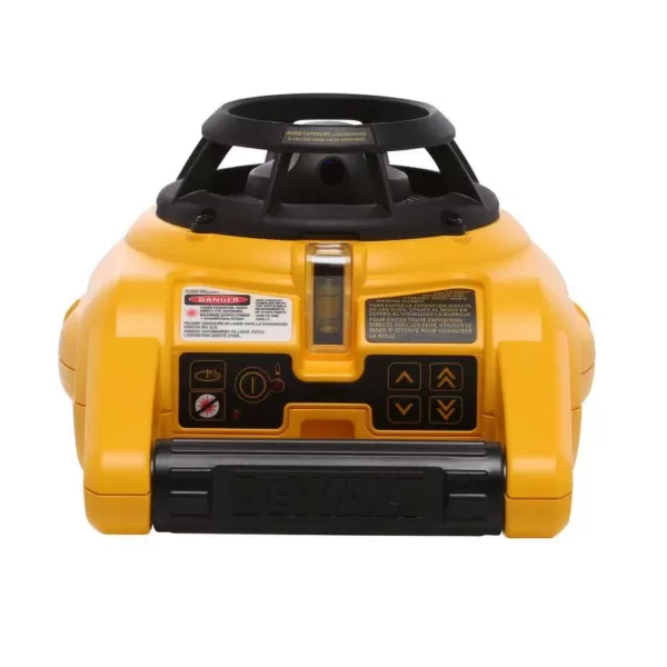 DEWALT 150 ft. Red Self-Leveling Rotary Laser Level with Detector & Clamp, Wall Mount, Remote, Bag, (2) D & (1) 9-Volt battery