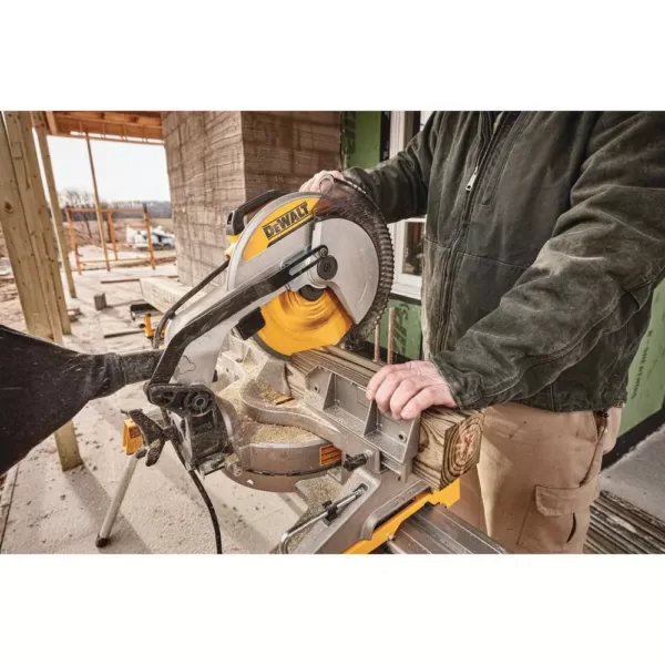 DEWALT 15 Amp Corded 12 in. Compound Single Bevel Miter Saw with 12 in. Miter Saw Blade 32-Teeth and 80-Teeth (4-Pack)
