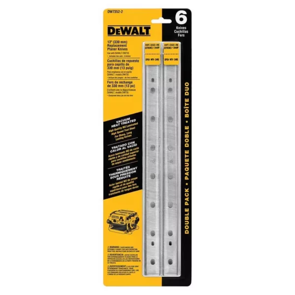 DEWALT 13 in. Heat Treated Double Sided Replacement Planer Knives (2-Pack)