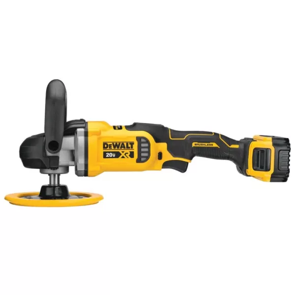 DEWALT 20-Volt MAX XR Cordless Brushless 7 in. Variable Speed Rotary Polisher with (2) 20-Volt 5.0Ah Batteries & Charger