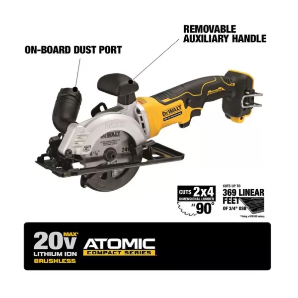 DEWALT ATOMIC 20-Volt MAX Cordless Brushless Compact 1/2 in. Drill/Driver, (2) 20-Volt 1.3Ah Batteries & 4-1/2 in. Circular Saw