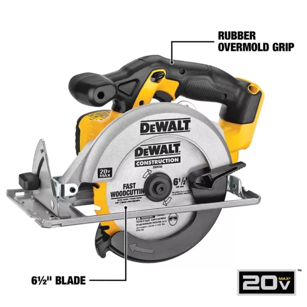 DEWALT 20-Volt MAX XR Cordless Brushless 1/2 in. Drill/Driver with (1) 20-Volt 5.0Ah Battery, Charger & 6-1/2 in. Circular Saw