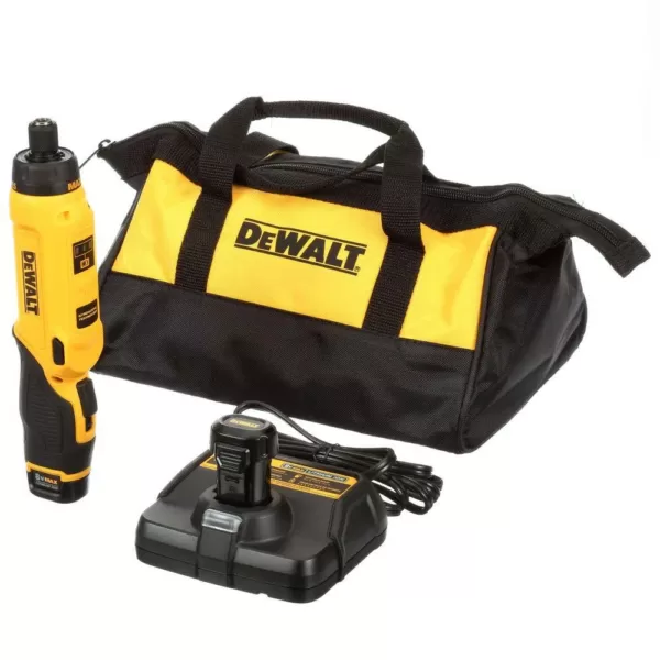 DEWALT 8-Volt MAX Cordless Gyroscopic Screwdriver with Adjustable Handle, (2) 1.0Ah Batteries, Charger & Bag