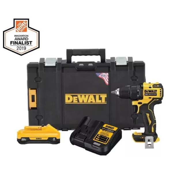 DEWALT ATOMIC 20-Volt MAX Cordless Brushless 1/2 in. Drill/Driver Kit, (1) 4.0Ah Battery, Charger & Tough System 22 in. Toolbox