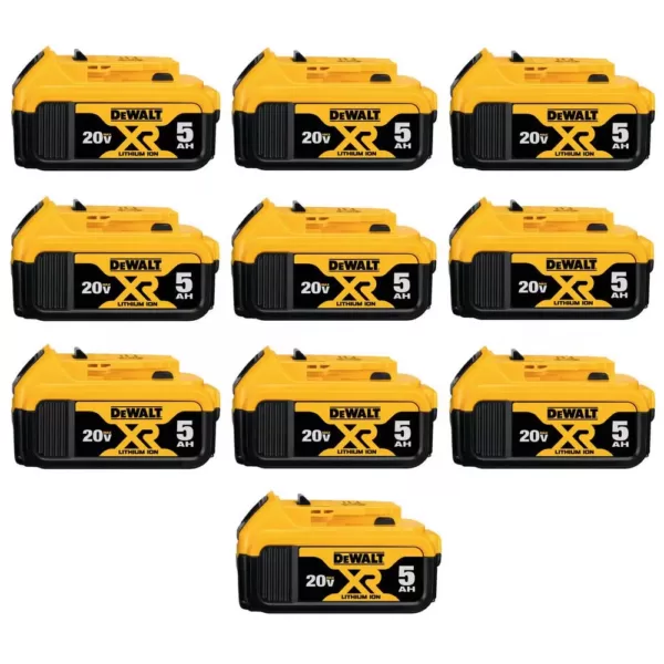 DEWALT 20-Volt MAX XR Premium Lithium-Ion 5.0Ah Battery Pack (10-Pack)