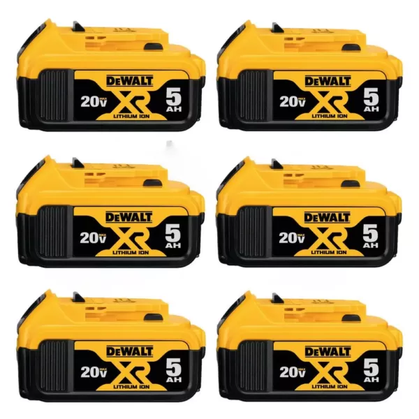 DEWALT 20-Volt MAX XR Premium Lithium-Ion 5.0Ah Battery Pack (6-Pack)