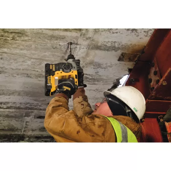 DEWALT 20-Volt MAX XR Brushless 1 in. SDS Plus L-Shape Rotary Hammer, (2) 20-Volt 5.0Ah Batteries & 1/2 in. Impact Wrench
