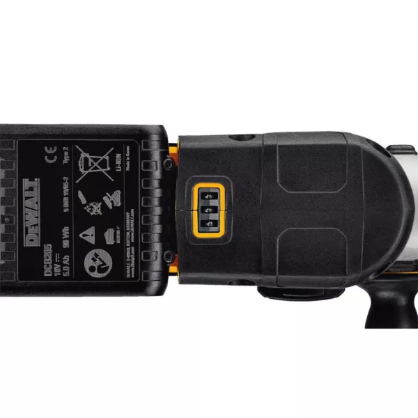 DEWALT 20-Volt MAX XR Brushless 1 in. SDS Plus L-Shape Rotary Hammer, (2) 20-Volt 5.0Ah Batteries & 1/2 in. Impact Wrench