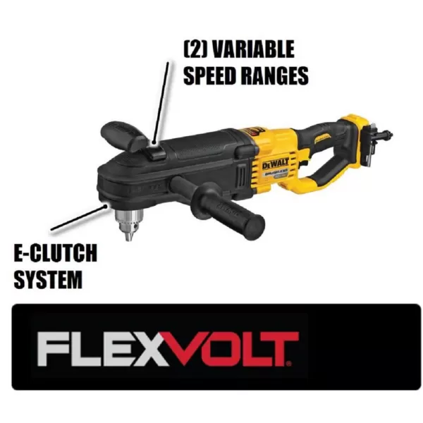 DEWALT FLEXVOLT 60-Volt MAX Cordless In-line 1/2 in. Stud & Joist Drill with E-Clutch (Tool-Only)