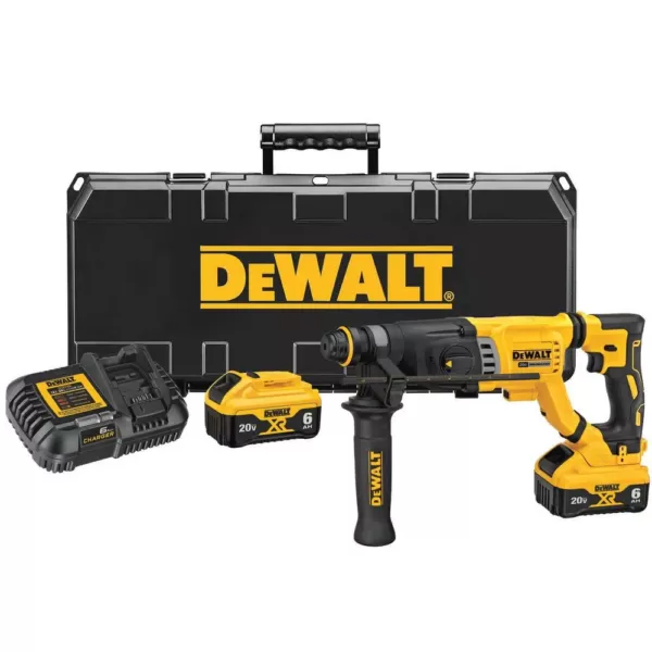 DEWALT 20-Volt MAX Cordless Brushless 1-1/8 in. SDS Plus D-Handle Rotary Hammer with (2) 20-Volt XR 6.0Ah Batteries & Charger