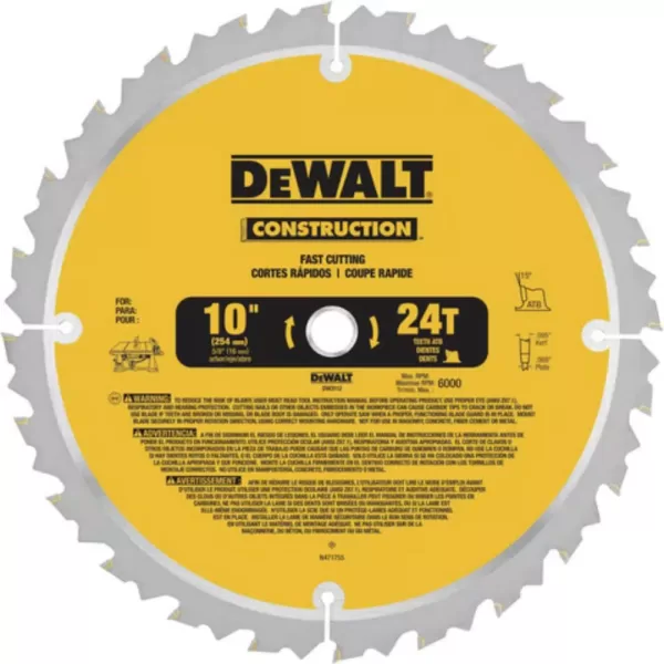 DEWALT Construction 10 in. 24-Teeth Thin Kerf Table Saw Blade (2-Pack)