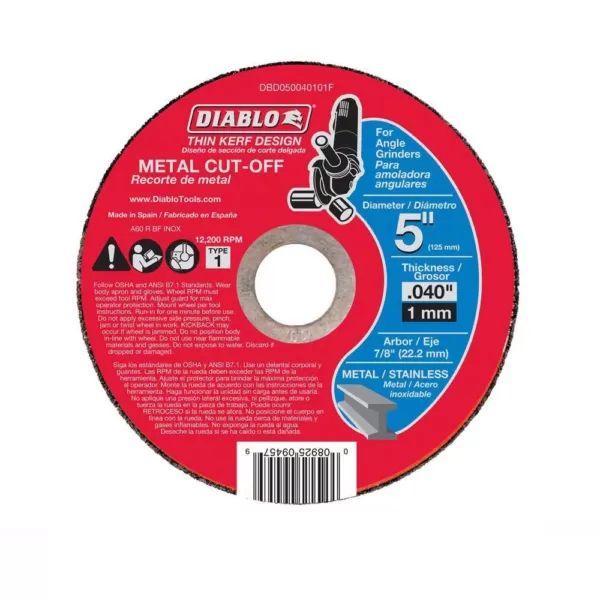 DIABLO 5 in. x 0.040 in. x 7/8 in. Thin Kerf Metal Cut-Off Disc