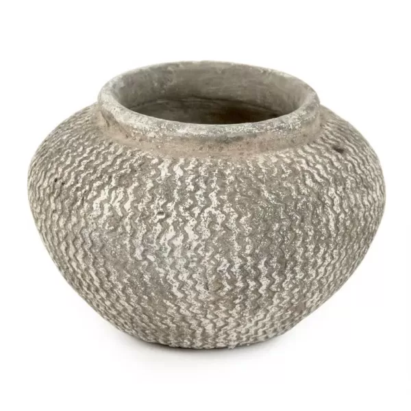 Zentique Cement Wavy Grey Large Decorative Vase