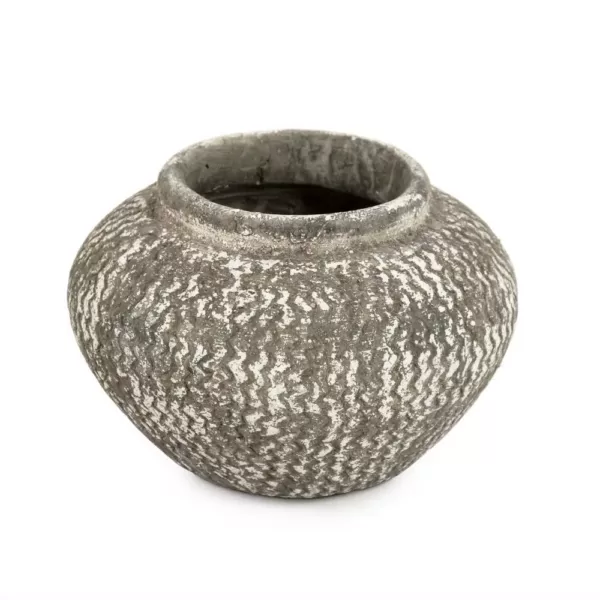 Zentique Cement Wavy Grey Small Decorative Vase