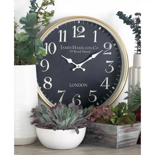LITTON LANE Multi-Colored London-Inspired Wall Clock with White Accents