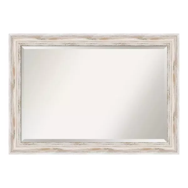 Amanti Art Alexandria 41 in. W x 29 in. H Framed Rectangular Beveled Edge Bathroom Vanity Mirror in Distressed Whitewash