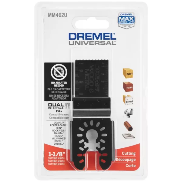 Dremel Multi-Max 1-1/8 in. Bi-Metal Oscillating Tool Blade for Wood, Drywall, and Metal