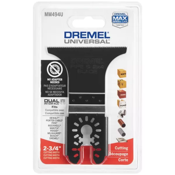 Dremel Multi-Max 2-3/4 in. Oscillating Tool Bi-Metal Blade for Pipe and 2x4 Cutting