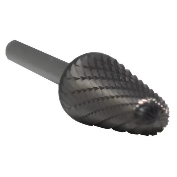 Drill America 5/8 in. x 1-3/16 in. Cone Solid Carbide Burr Rotary File Bit with 1/4 in. Shank