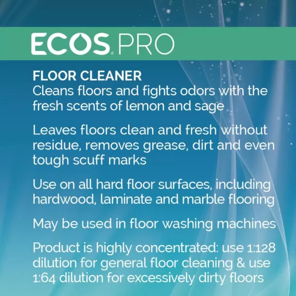 ECOS Pro 128 oz. Neutral Floor Cleaner Lemon-Sage 1:128 Concentrate