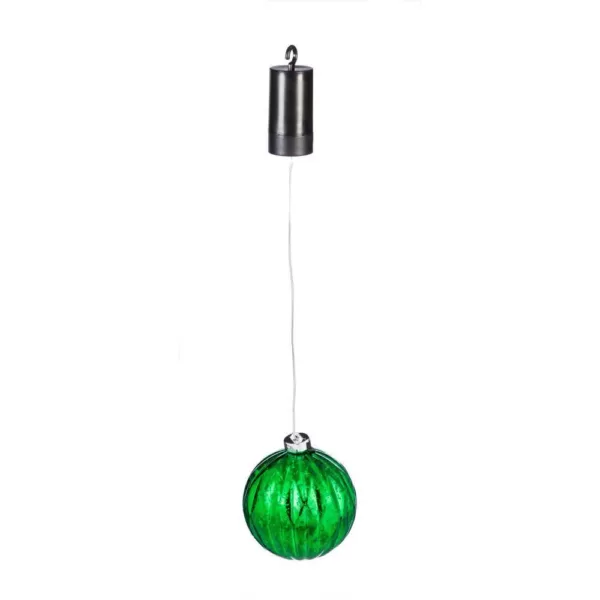 Evergreen 5 in. Green Shatterproof LED Ball Outdoor Safe Battery Operated Christmas Ornament