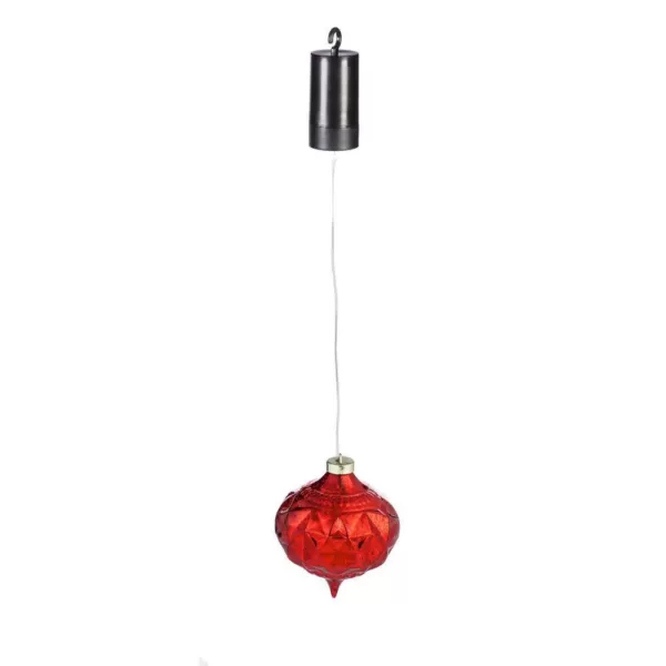 Evergreen 5 in. Red Shatterproof LED Teardrop Outdoor Safe Battery Operated Christmas Ornament