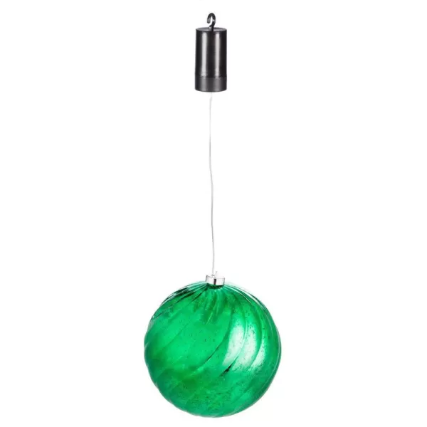 Evergreen 8 in. Green Shatterproof LED Ball Outdoor Safe Battery Operated Christmas Ornament