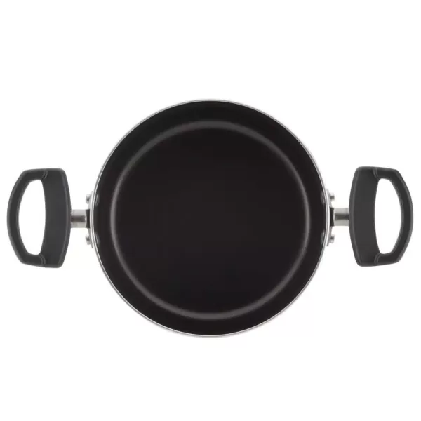 Farberware Neat Nest Space Saving 6 qt. Aluminum Nonstick Sauce Pot in Black with Glass Lid
